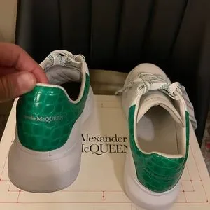 スニーカー ALEXANDER MCQUEEN   Sneakers Men Leather Green/Water Alexander McQueen Men's Oversized LowTop Leather Sneakers
